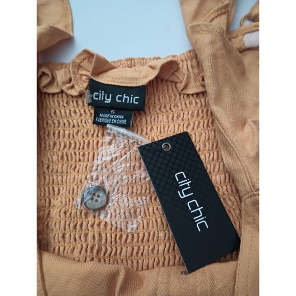 City Chic Mustard Yellow Flutter Sleeve Midi Dress Size S 16 NWT Button Front - Picture 8 of 10